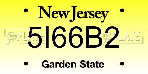 5I66B2 New Jersey License Plate
