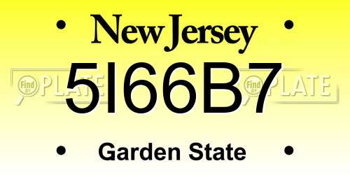 5I66B7 New Jersey License Plate