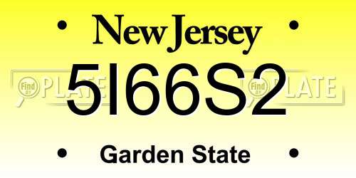 5I66S2 New Jersey License Plate