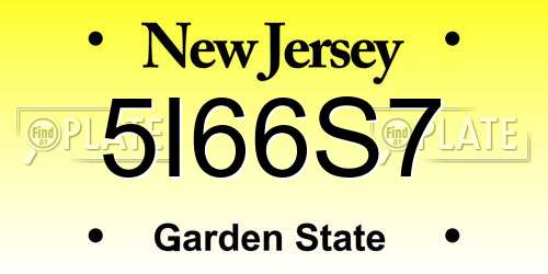 5I66S7 New Jersey License Plate