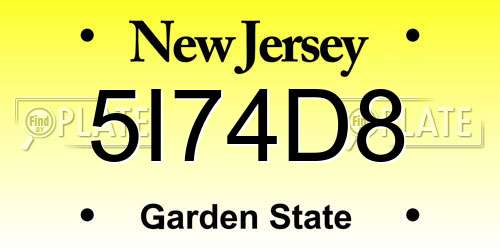 5I74D8 New Jersey License Plate