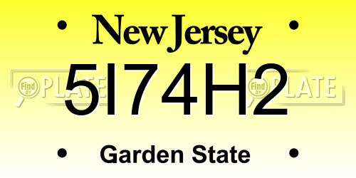 5I74H2 New Jersey License Plate
