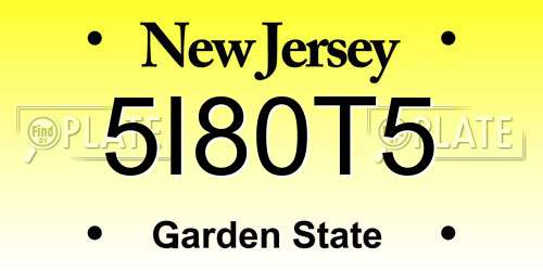 5I80T5 New Jersey License Plate
