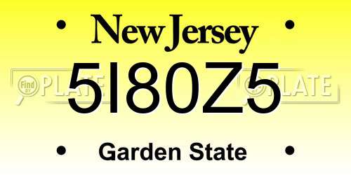 5I80Z5 New Jersey License Plate
