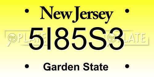 5I85S3 New Jersey License Plate