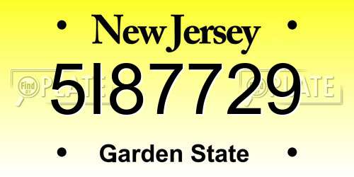 5I87729 New Jersey License Plate