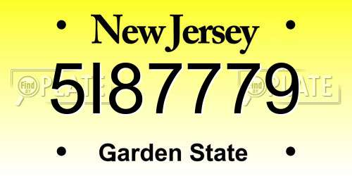 5I87779 New Jersey License Plate
