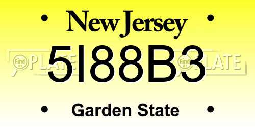 5I88B3 New Jersey License Plate