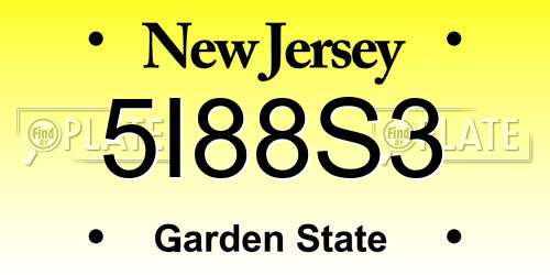 5I88S3 New Jersey License Plate