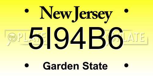 5I94B6 New Jersey License Plate