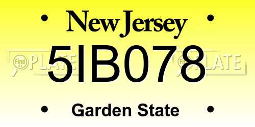 5IB078 New Jersey License Plate