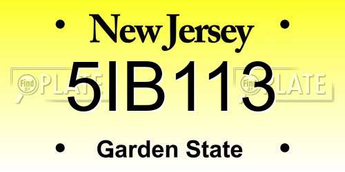 5IB113 New Jersey License Plate