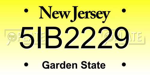 5IB2229 New Jersey License Plate