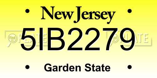 5IB2279 New Jersey License Plate