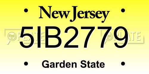 5IB2779 New Jersey License Plate