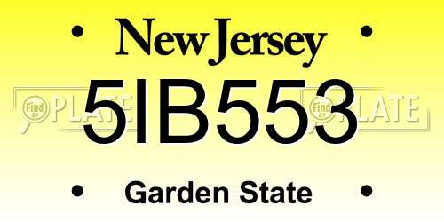 5IB553 New Jersey License Plate