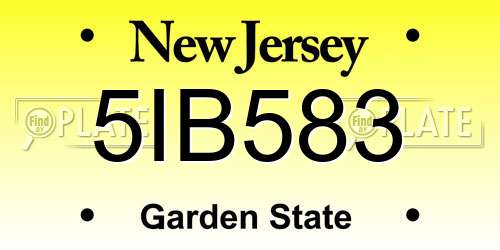 5IB583 New Jersey License Plate