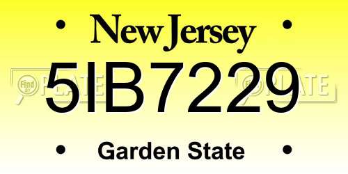5IB7229 New Jersey License Plate