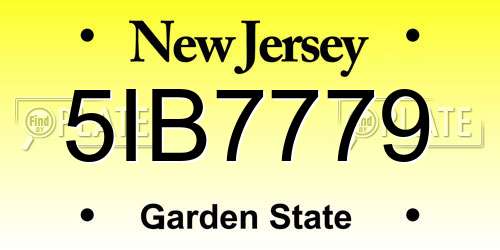 5IB7779 New Jersey License Plate