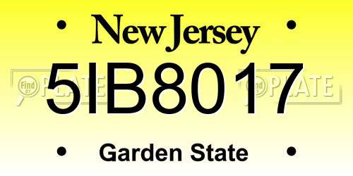 5IB8017 New Jersey License Plate
