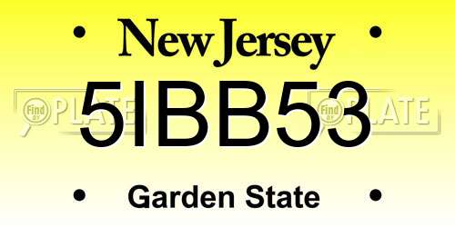 5IBB53 New Jersey License Plate