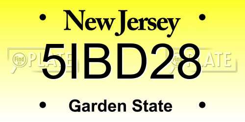5IBD28 New Jersey License Plate