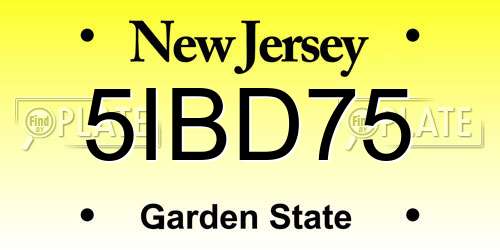 5IBD75 New Jersey License Plate