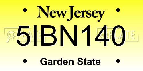 5IBN140 New Jersey License Plate