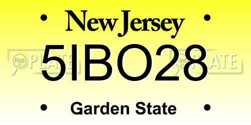 5IBO28 New Jersey License Plate