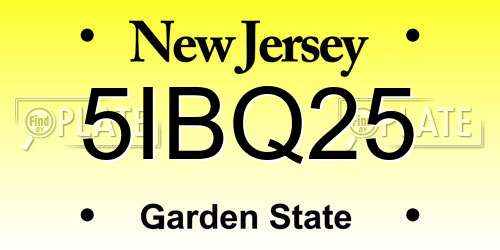 5IBQ25 New Jersey License Plate