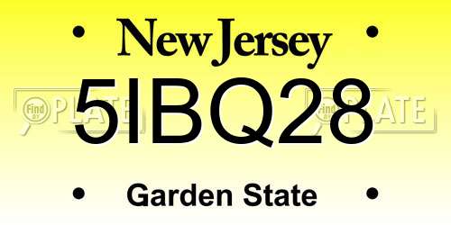 5IBQ28 New Jersey License Plate