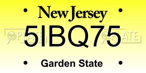 5IBQ75 New Jersey License Plate