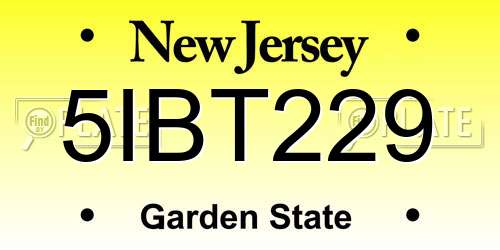 5IBT229 New Jersey License Plate