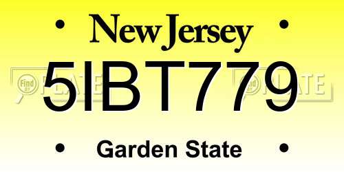 5IBT779 New Jersey License Plate
