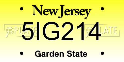 5IG214 New Jersey License Plate