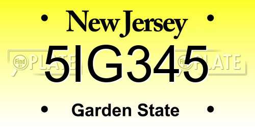 5IG345 New Jersey License Plate