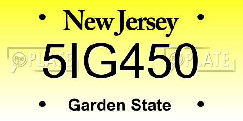 5IG450 New Jersey License Plate
