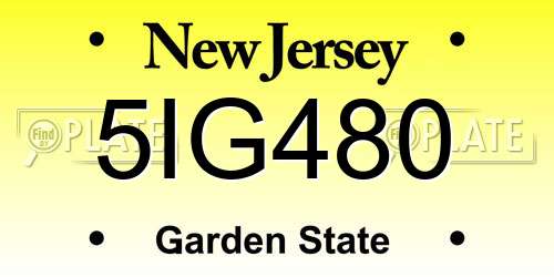 5IG480 New Jersey License Plate