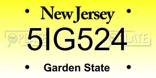 5IG524 New Jersey License Plate