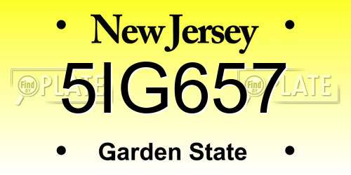 5IG657 New Jersey License Plate