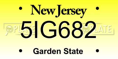5IG682 New Jersey License Plate