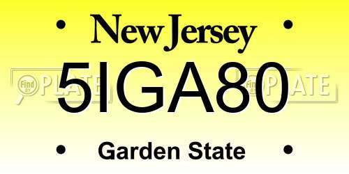 5IGA80 New Jersey License Plate