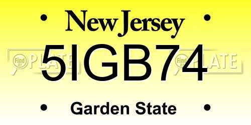 5IGB74 New Jersey License Plate