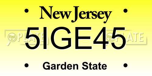 5IGE45 New Jersey License Plate