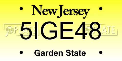 5IGE48 New Jersey License Plate