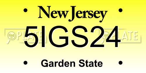 5IGS24 New Jersey License Plate