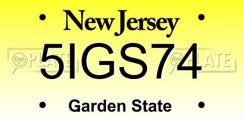 5IGS74 New Jersey License Plate