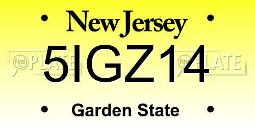 5IGZ14 New Jersey License Plate
