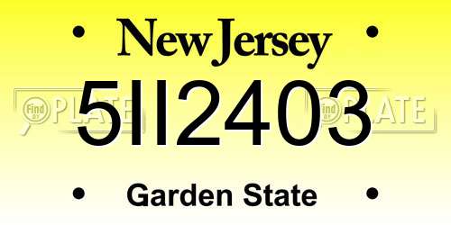 5II2403 New Jersey License Plate