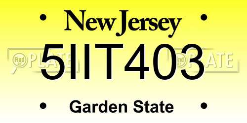 5IIT403 New Jersey License Plate